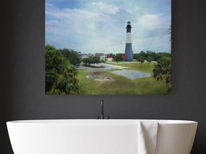 Watercolor artwork depicting Tybee Island lighthouse scenery by Gestalt Imagery