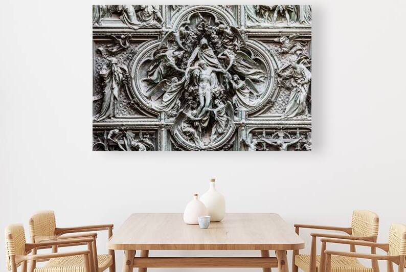 Italy Milan. Detail of the Cathedral door   the Duomo   with an by Paolo Modena