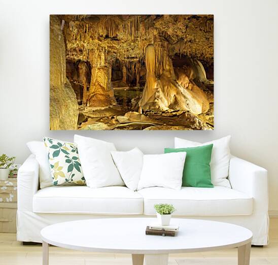 Geologic formations of stalactites and stalagmites in Texas cave by Steve Heap