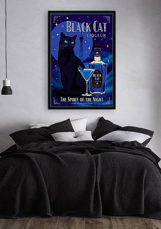 Black Cat Liqueur - French Cocktail Art by Be Iconic Art