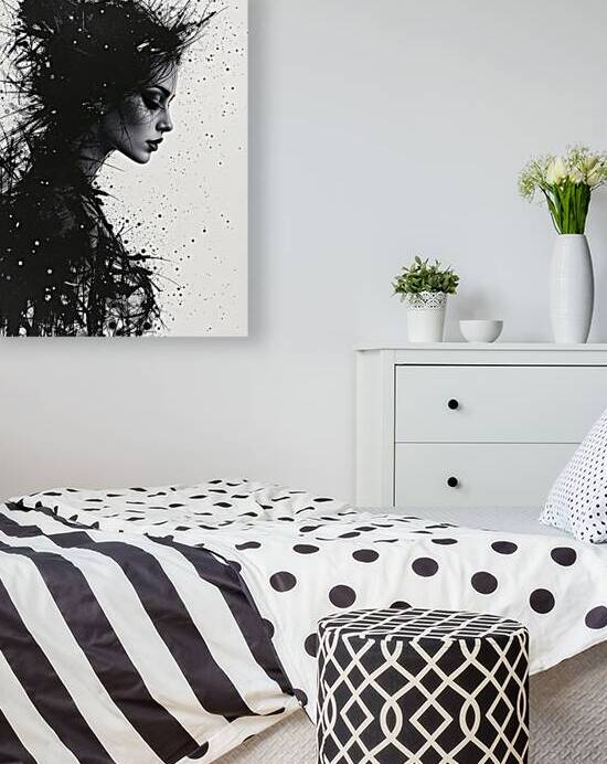 Pensive Portrait: A Woman Silhouetted in a Storm of Ink by REALLY