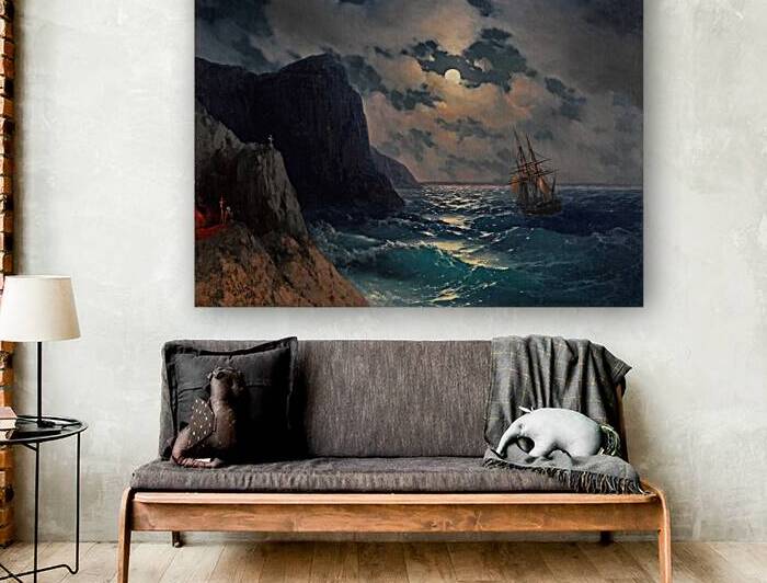 Ivan  Aivazovsky - Passing Ship on a Moonlit Night . 1868 by Wirla