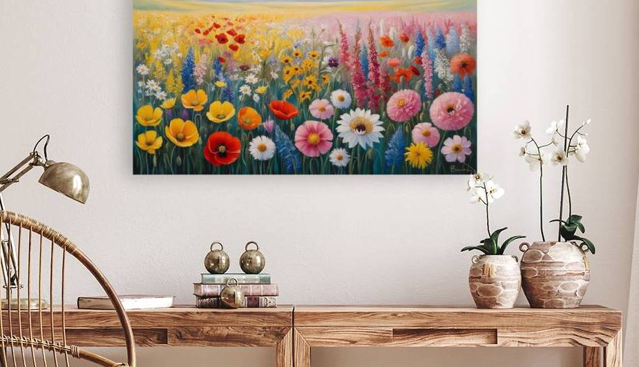A stunning hand painted image of a sprawling field of flowers 1 by Amine Karaouzene