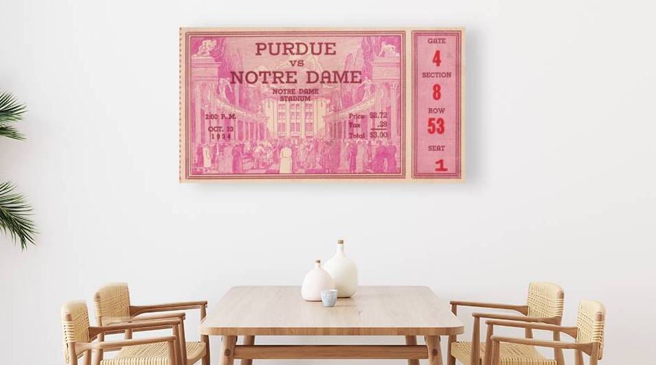 1934 Notre Dame vs. Purdue Football Ticket Art by Row One Brand