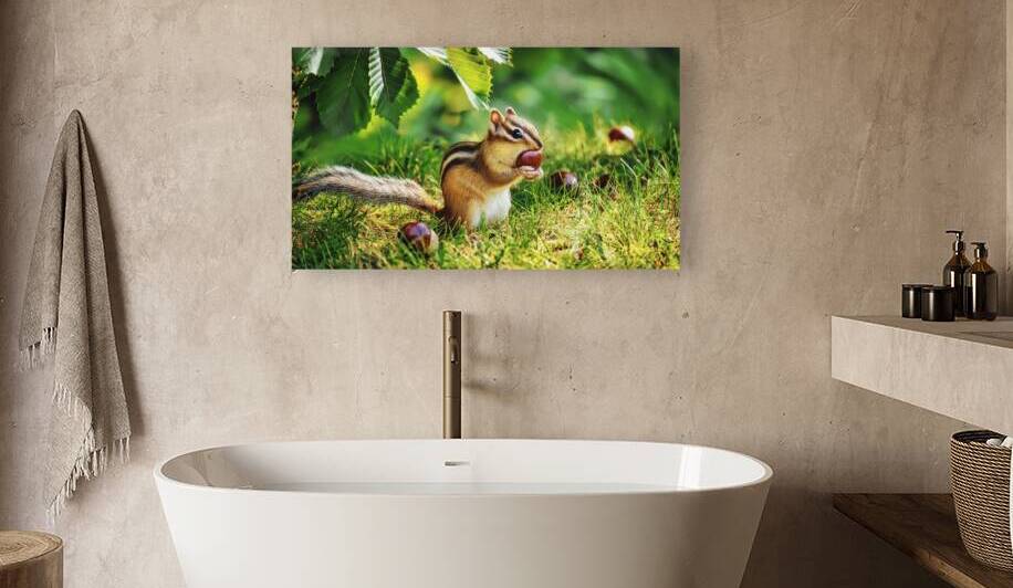 CHIPMUNK WITH A CHESTNUT by Thea Menagh