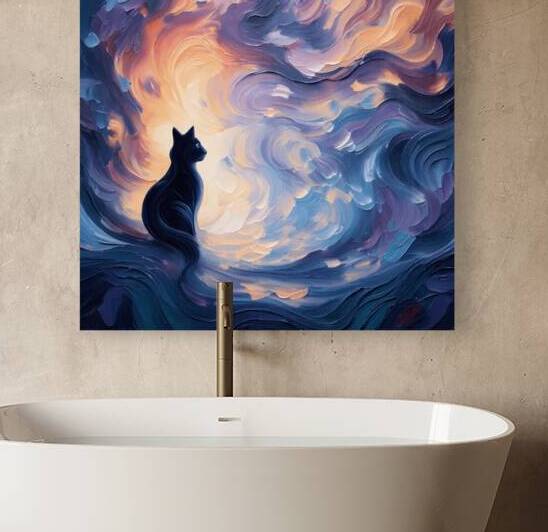 The Watcher: Cat in an Abstract Landscape by Visual Orchid