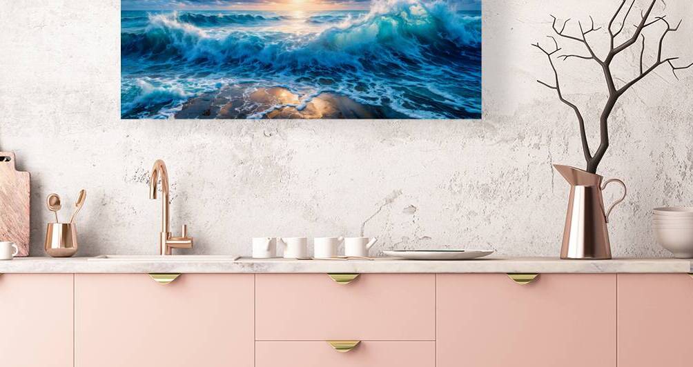 Ocean Sunset Waves by NurpuArt