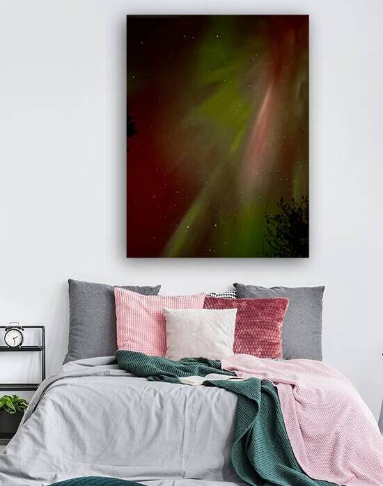 Celestial Dance of Red and Green Aurora by Lisa Drew
