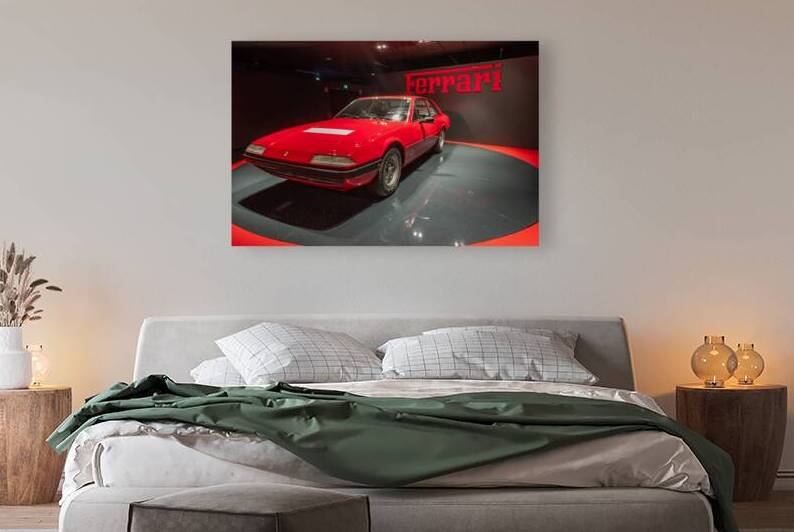 Red Ferrari 365 GT4 1973. Italian design luxury vintage car by Paolo Modena