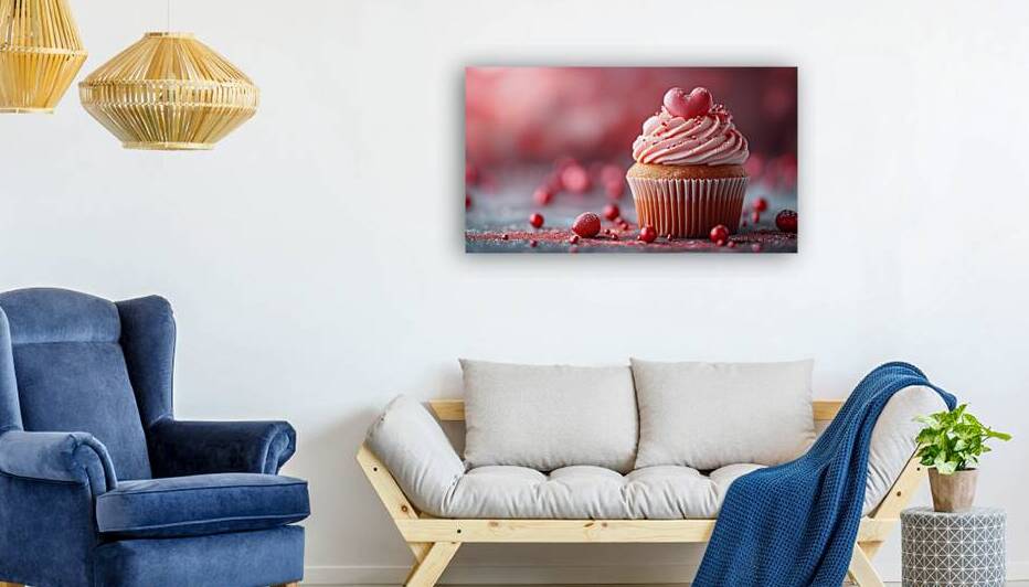 Valentines day cupcake with red hearts on top by Ali Jaber