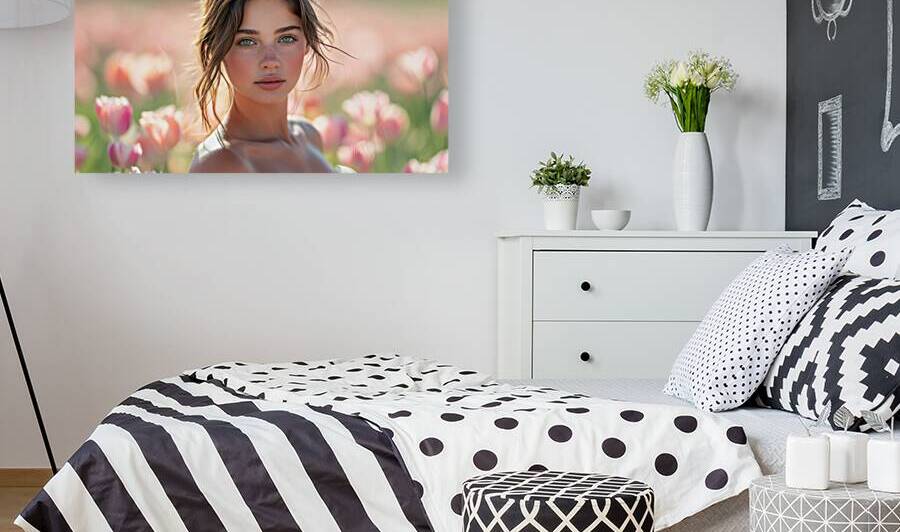 stunning young woman with long beautiful brunette hair green ey by Ali Jaber