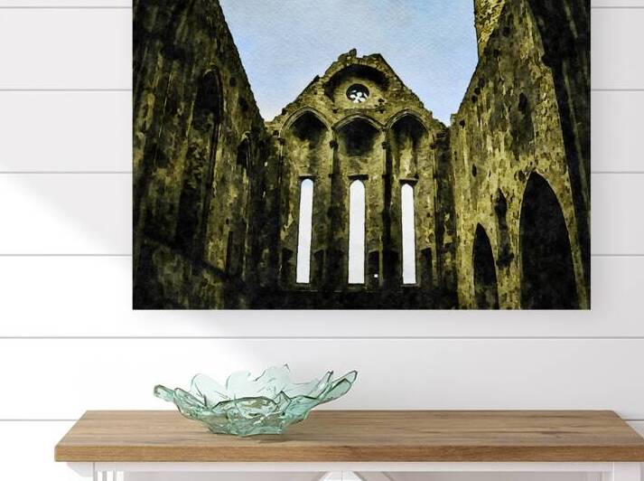 Watercolor depiction of the Rock of Cashel in County Tipperary Ireland by Gestalt Imagery