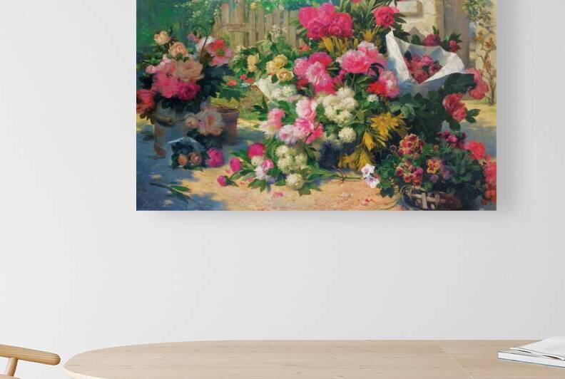 Flower Baskets And Flower Pots In A Garden [1887] by Alfred Petit [–1895] by MyCozyFineArt