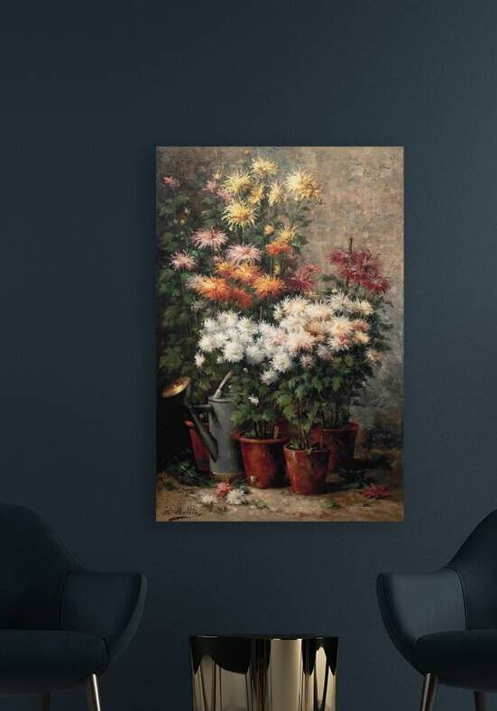 Chrysanthemums by Hubert Bellis [1831–1902] by MyCozyFineArt
