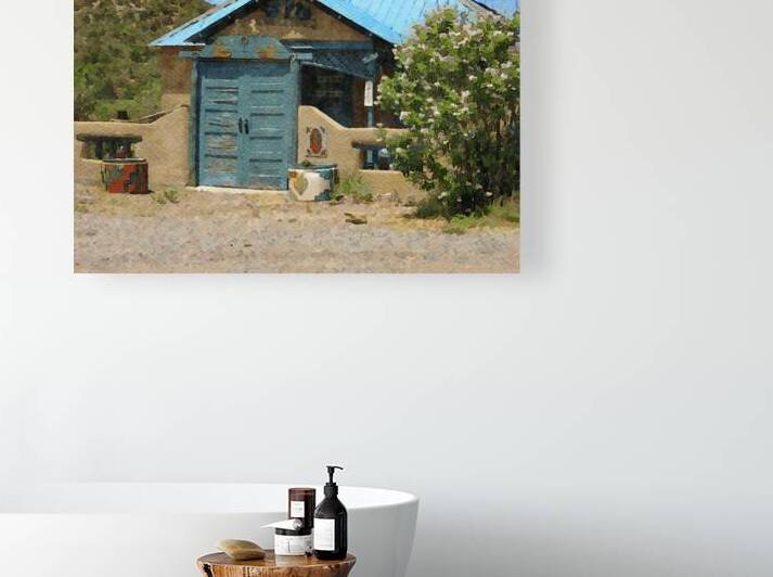 Charming adobe house in Taos New Mexico captured in watercolor style by Gestalt Imagery