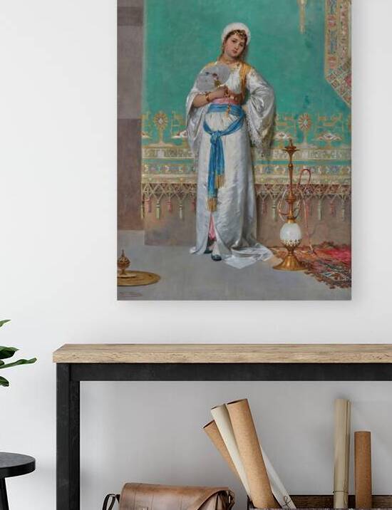 Portrait of an oriental woman with a fan by Francesco Beda [1840–1900] by MyCozyFineArt