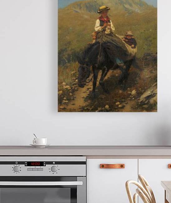 Woman of the Valais with Two Children on a Mule [1879] by Carl Diethelm Meyer [1840–1884] by MyCozyFineArt