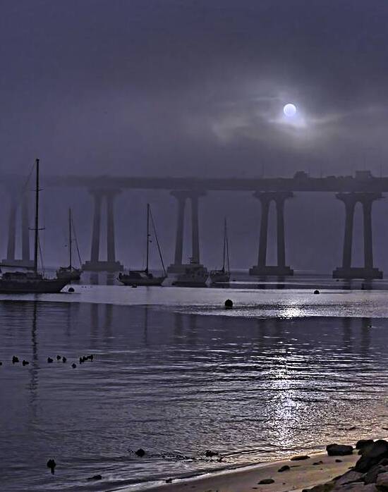 Coronado Bay Bridge Moonlight Sun by Ryan Cameron