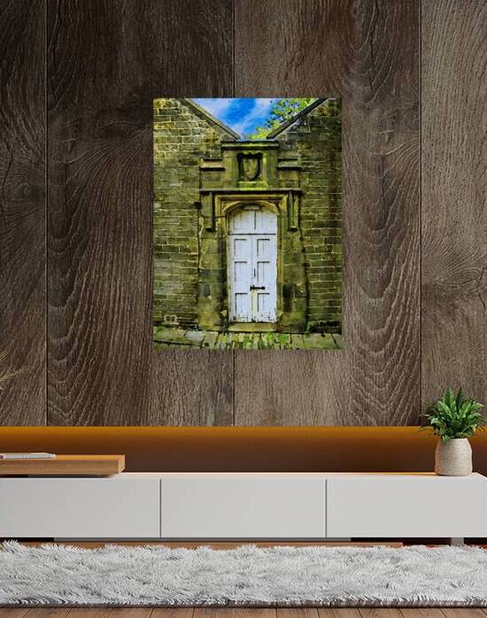 Charming watercolor of historic door in Chester England with rustic bricks by Gestalt Imagery