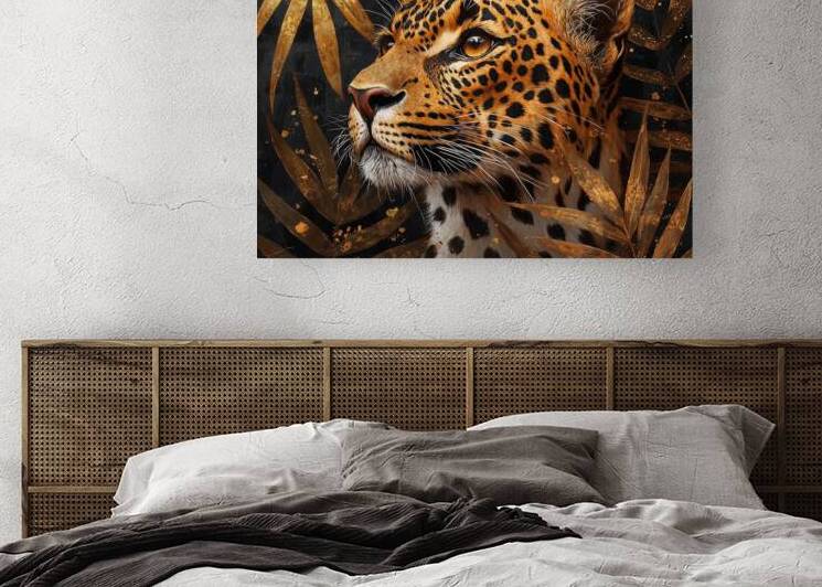 Golden Gaze Majestic Leopard Art by Anne Laure GOUPIL