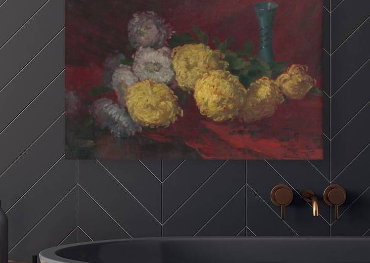 Chrysanthemums on the table [1925] by Ľudovít Čordák [1865–1937] by MyCozyFineArt