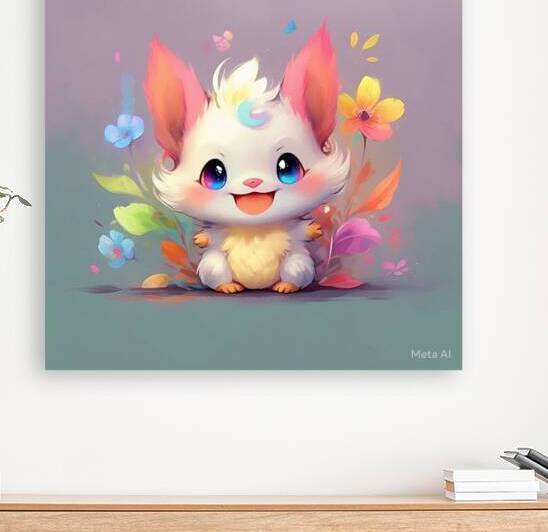 Playful Cartoon Bunny in a Floral Wonderland by Erin Adel