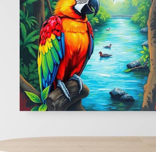 Bold acrylic painting depicting a beautiful parro by kholio10