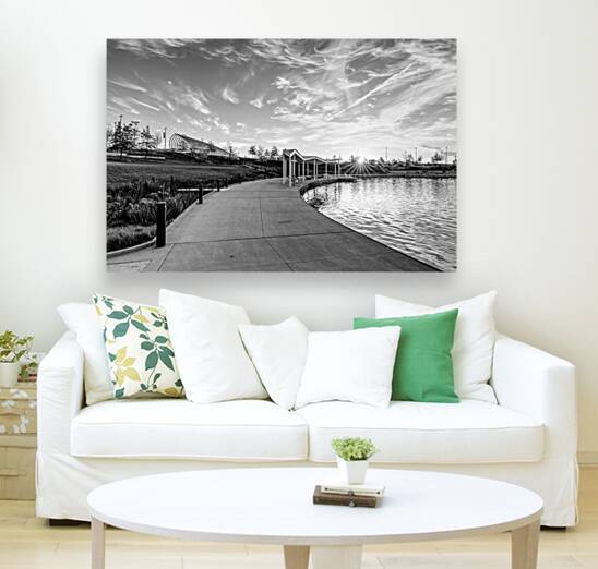 Heartland Park Sunrise Rays Grayscale by Jennifer White