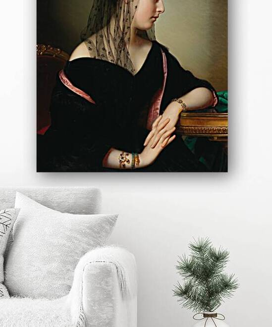 Portrait Of A Young Lady In Profile With An Enamelled Bangle. A Snake Bracelet And A Bracelet With Turquoises [1847] by Anton Einsle [1801–1871] by MyCozyFineArt