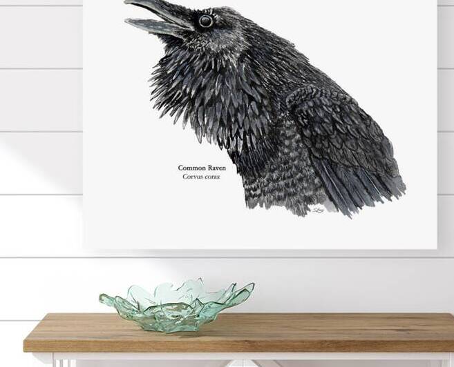 Common Raven Painting by Stephen Emms
