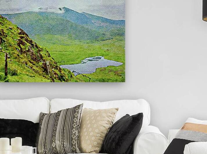 Watercolor landscape of Conor Pass in the Dingle Peninsula Ireland by Gestalt Imagery