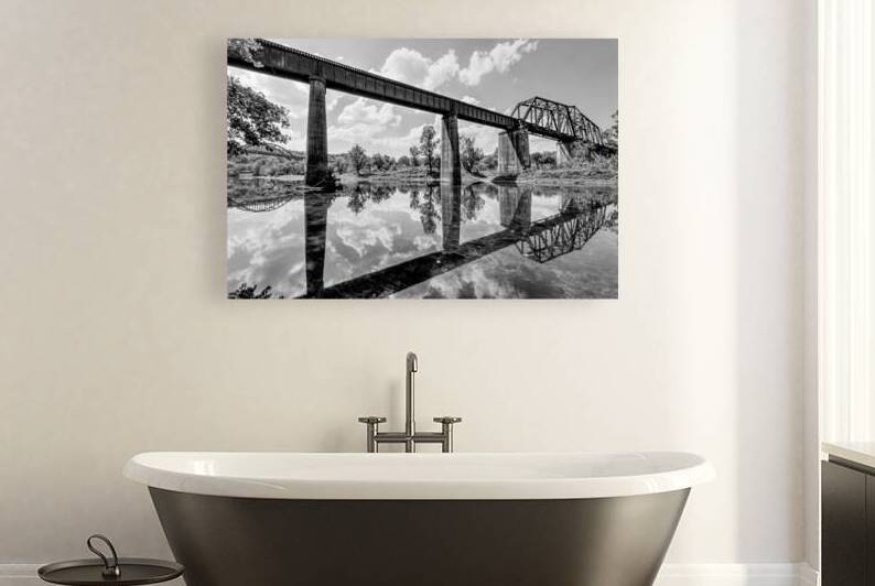 Cotter Bridges And Reflections Grayscale by Jennifer White