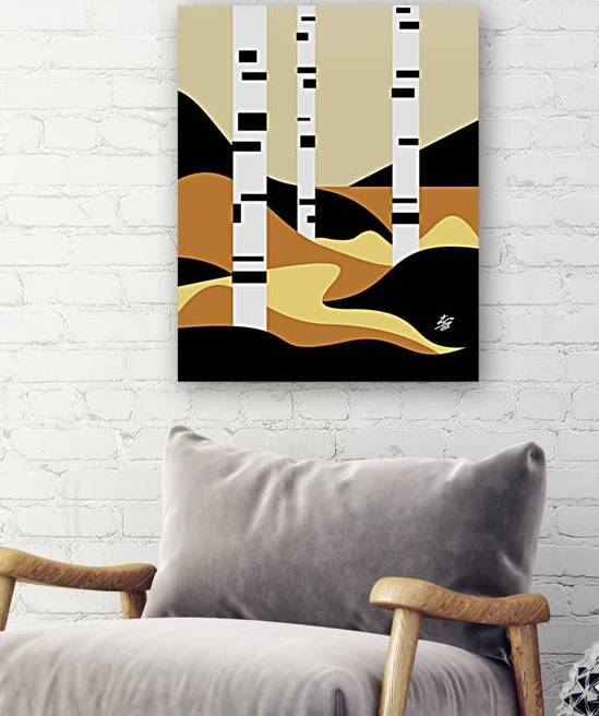 Stylized Birch Tree Landscape by Liz Cereby