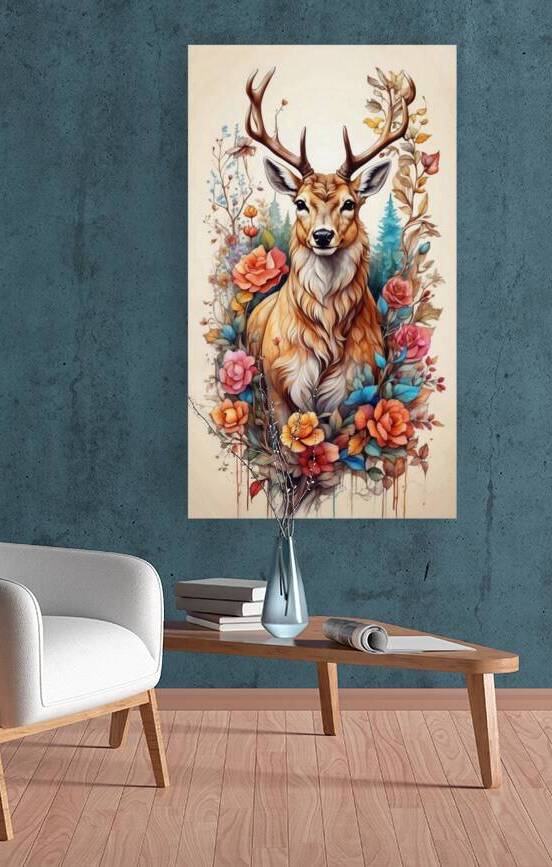 Majestic Stag: Nature’s Floral Embrace by Creativity store
