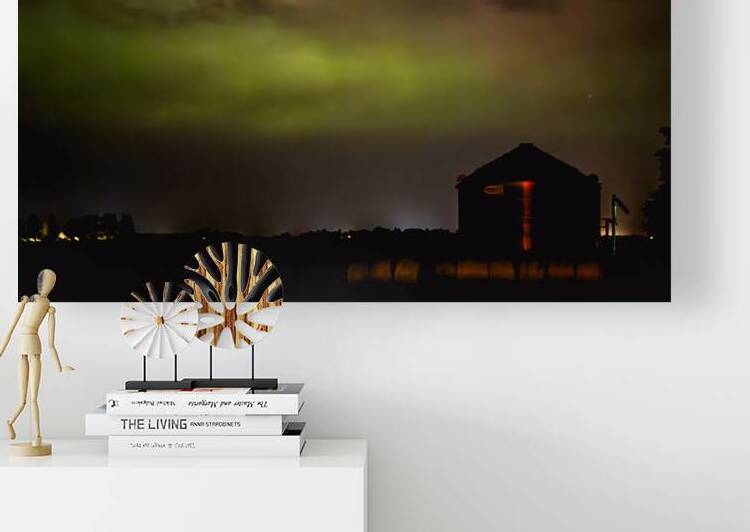 Prairie Lights: Aurora Over the Farm by Lisa Drew