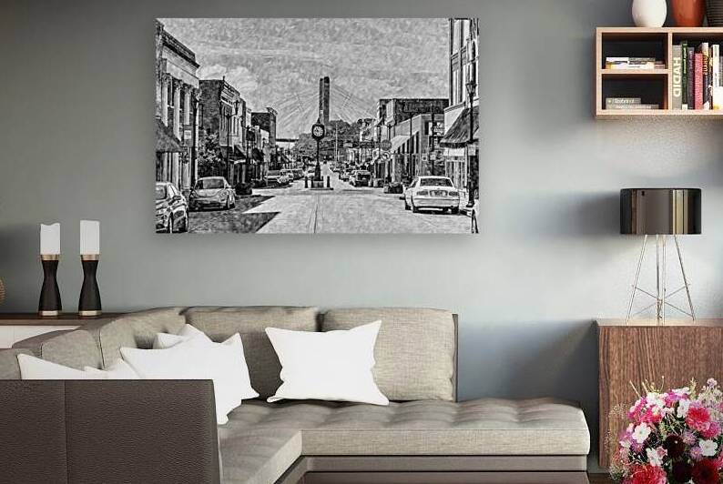 Cape Girardeau Downtown Main Street Painterly Grayscale by Jennifer White