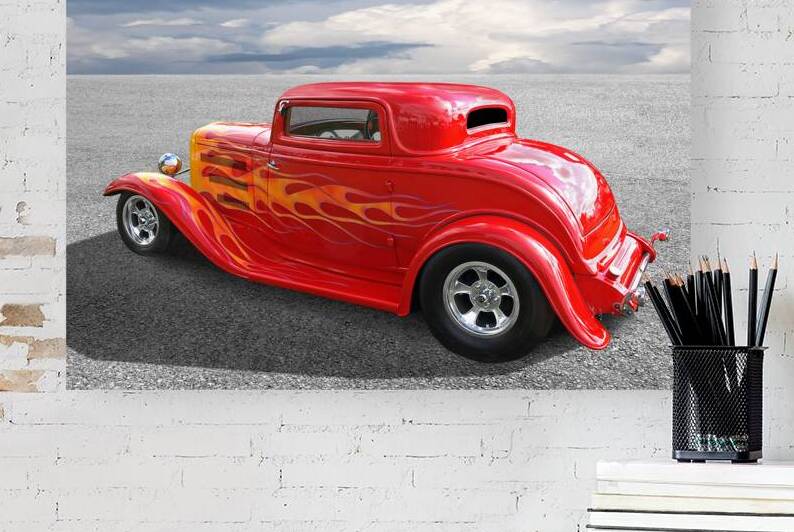 1932 Ford Hot Rod With Flames by Gill Billington