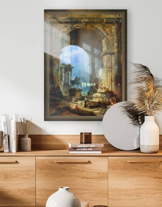 Capriccio of Roman Ruins and a Statue of Marcus Aurelius by Hubert Robert by xzendor7