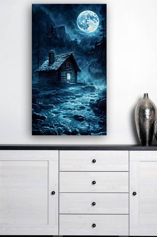 Mystical Moonlit Cabin in the Mountains by Abdu innovations