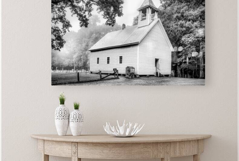 Cades Cove Primitive Baptist Church Grayscale by Shelia Hunt Photography