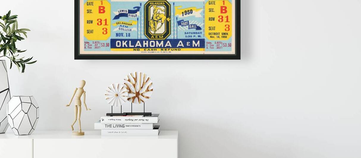 1950 Detroit vs. Oklahoma A&M Ticket Art by Row One Brand
