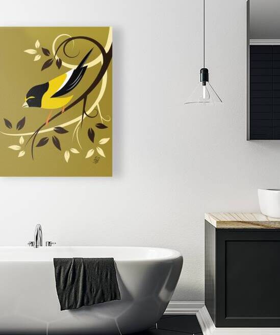 Stylized Evening Grosbeak by Liz Cereby