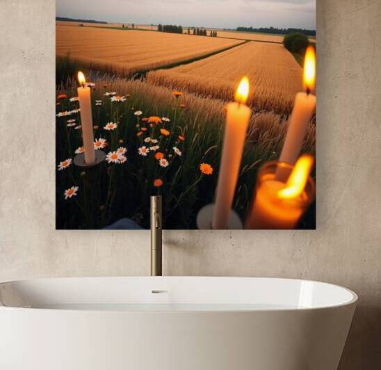 Golden Fields at Dusk – A Serene Rural Scene by Ahmed sami