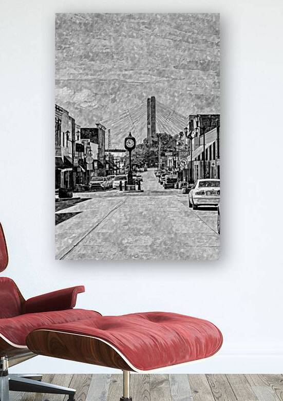 Cape Girardeau Downtown Main St Painterly Grayscale by Jennifer White