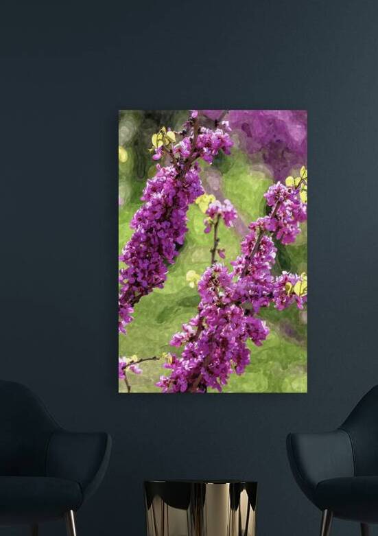 Spring Season Purple Redbud Blooms Painterly by Jennifer White