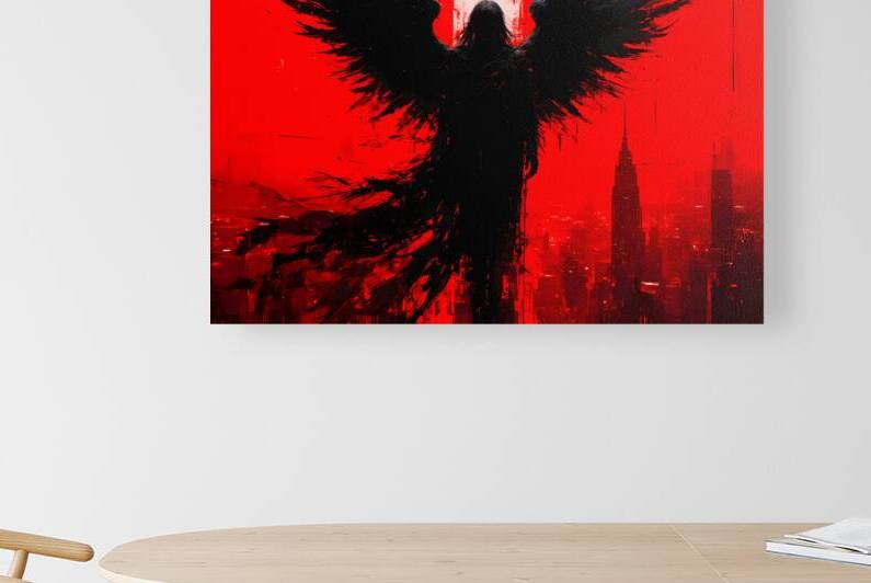 Dark Angel Over City by NurpuArt