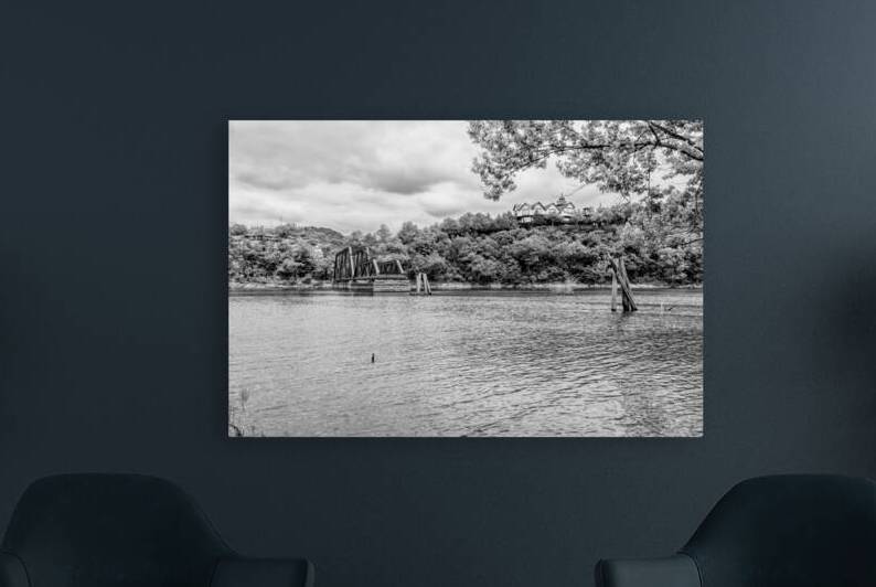 Remnants Of Beaver Arkansas Bridge Grayscale by Jennifer White