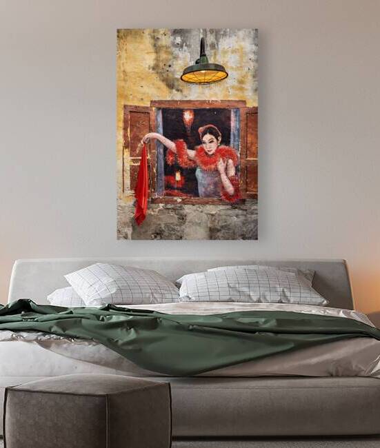 Woman with a Red Scarf by Dave Bowman