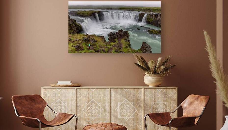 Godafoss waterfall plunging into turquoise water in iceland unde by Gualtiero Boffi