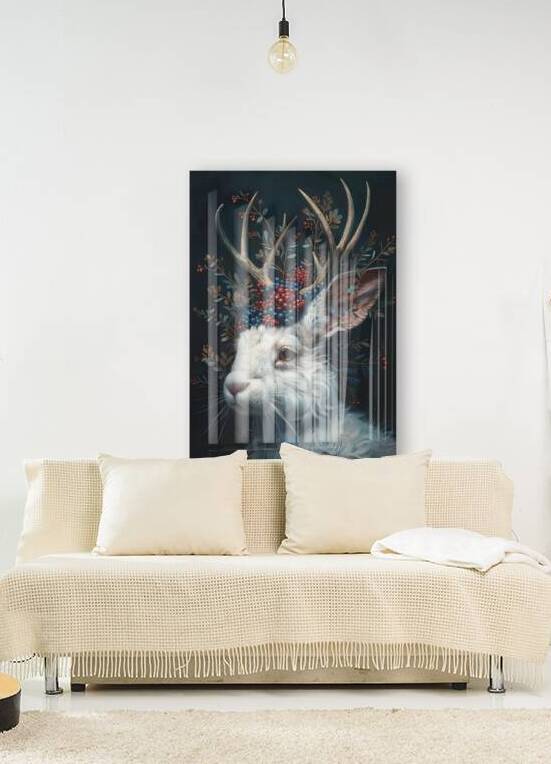 The Enchanted Jackalope - Mystical Nature Portrait | Fantasy Wildlife Art Print by InkOnWood Co